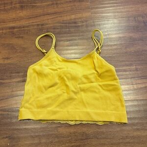 Women’s Colsie Yellow Lace Longline Bralette, Size XL.